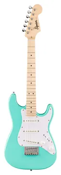 Squier Mini Stratocaster Electric Guitar, Maple FB, Sea Foam Green