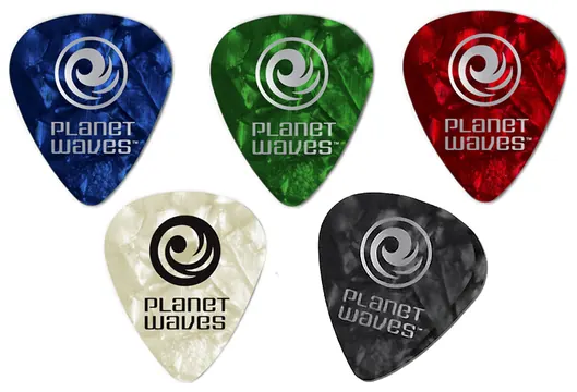 Planet Waves 1CAP4-10 Pearl Celluloid med. (10er) Plektren, farblich sortiert