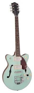 Gretsch G2655T-P90 Streamliner Center Block Jr. Double-Cut P90 with Bigsby Two-Tone Mint Metallic and Vintage Mahogany Stain