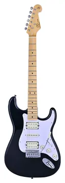SX SST57-HSH Vintage style electric guitar | 2 humbucker, 1 single coil | Gigbag | Black
