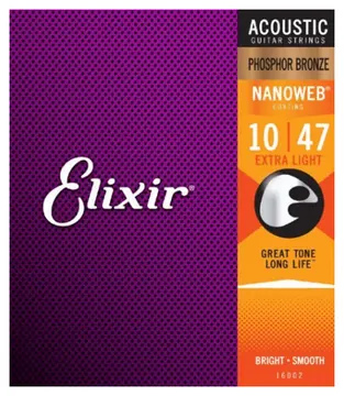 Elixir Extra Light (.10-.47) Acoustic Phosphor Bronze w/NANOWEB Coating