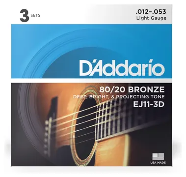 DAddario EJ11-3D Light 3-Pack 012-053 80/20 Bronze. Saiten für Westerngitarre