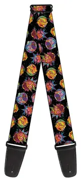 Buckle Down Rick and Morty Vaporwave Expressions Guitar Strap