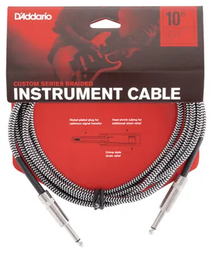 D'Addario PW-BG-10BG Cavo audio intrecciato x chitarra Jack Mono 6.3 Lung.3.05mt