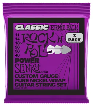 Ernie Ball 3250 Classic RocknRoll 11-48 3D Pack Pure Nickel Wrap Saiten für E-Gitarre