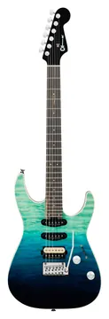 Charvel Pro Mod Plus Dinky DK24 HSS 2PT Ebony Fingerboard Quilted Maple Blue Curacao