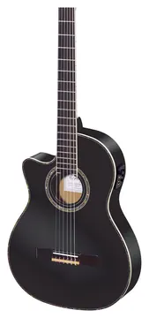Ortega RCE145L-BK Lefthand Nylon Thinline Elektro-Akustik-Gitarre 4/4 inkl. Gigbag, schwarz