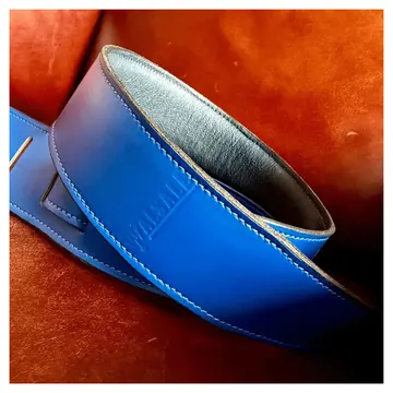 Walsall Hand Made Premium Padded Bridle Leather Guitar Strap Bluebell