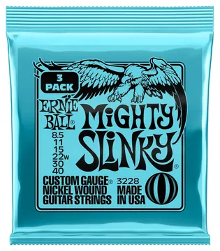 Ernie Ball 3228 3D Mighty Slinky 0085-040 3D Pack Nickel plated Steel. Saiten für E-Gitarre (3Sätze)