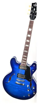 Sigma E-Gitarre HBA-102H-TBB Semi-Hollow Transparent Blue inkl. Koffer