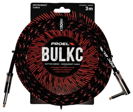 Proel BULK120CLU3BR Cavo jack Mono 6.3 a jack Mono 6.3 angolo 3mt Nero/Rosso