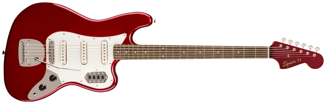 Squier FSR Classic Vibe Bass VI, Laurel Fingerboard, Parchment Pickguard, Matching Headstock, Candy Apple Red