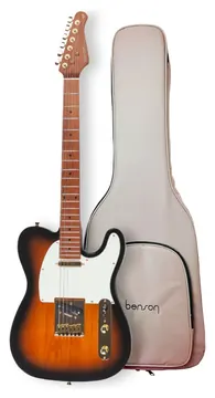 Benson Telecaster Hardy Series SS 904 Gold Sunburst Escudo Branco Com Bag
