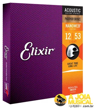 Elixir Strings Encordoamento Elixir para Violão Aço 012 Nanoweb