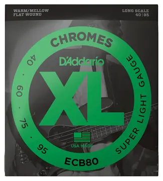 D'addario Chromes ECB80 45-95 Super Light Long Scale Flat Wound Bass Guitar Strings