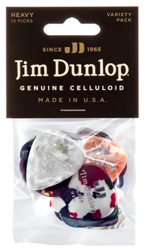 Dunlop PVP107 Celluloid Heavy Variety Plectrum 12-Pack