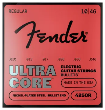 Fender 4250 Ultracore Guitar Strings Nickel Plated Steel Bullet End 4250R Gauges 010-.046