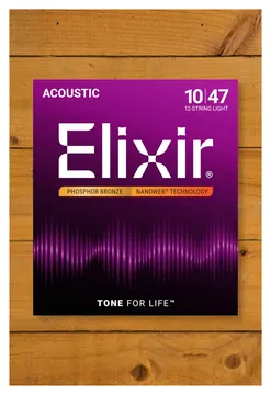 Elixir Nanoweb Coated 12-String Guitar String Set, Phosphor Bronze, .010-.047