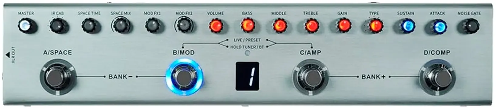 M Vave Pedaleira M Vave Tank B Multi Efeitos P/ Contrabaixo C/ Bluetooth Recarregável