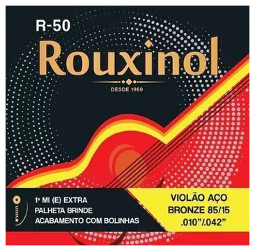 Rouxinol Encordoamento Rouxinol R-50 Para Violão de Aço Modelo Bronze 85/15 - Calibre .010 - .042