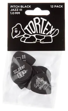 Jim Dunlop 482 Tortex Pitch Black Jazz III 1,00 P Plektrum (12 Stück)