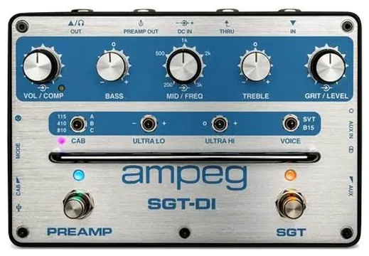 Ampeg SGT-DI Bass Preamp and DI Pedal Blue Line Anniversary Edition Pedal
