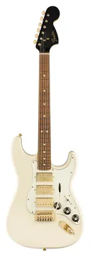 Fender Limited Edition Mahogany Blacktop Stratocaster HHH Pau Ferro Fingerboard Olympic White with Gold Hardware