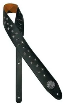 Gaucho Biker Series Guitar Strap Black with Chrome Stars GST-280