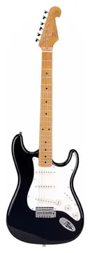 SX SST/ASH/TBK Ash Series Stratocaster Preta C/ Escudo Branco Perolado