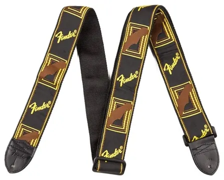 Fender 2" Monogrammed Strap Black/Yellow/Brown