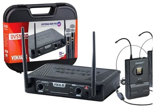 Vokal Microfone Vokal DVS100DH Sem Fio Duplo de Cabeça/Headset UHF
