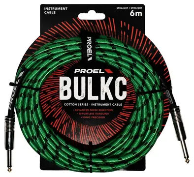 Proel BULK100CLU6GN Cavo jack Mono 6.3 a jack Mono 6.3 mm da 6mt Verde/Nero
