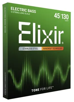 Elixir 14777 Bass Nanoweb Stainless Steel Mlb 45-130