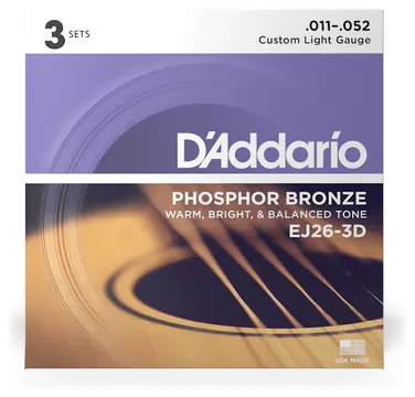 D'Addario EJ26-3D - Acoustic Phosphor Bronze 3er Pack | 011-052