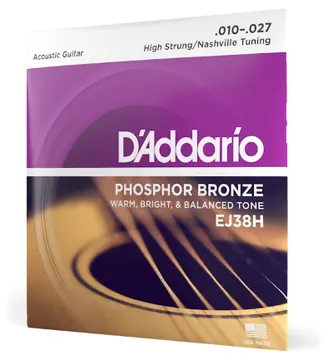 D'Addario EJ38H Phosphor Bronze, High Strung/Nashville Tuning, 10-27