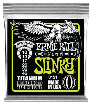 Ernie Ball 3121 Regular Slinky Coated Titanium Set, 10-46
