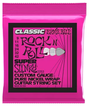 Ernie Ball 2253 Slinky Rock N Roll Super 009-042 Saiten für E-Gitarre, pure Nickel