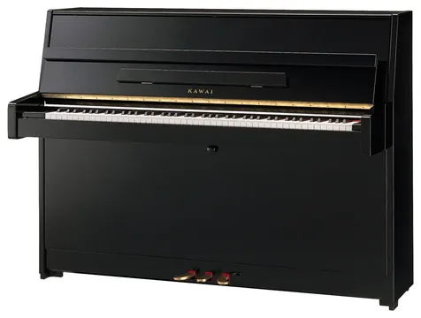 Kawai K-15 Klavier schwarz poliert – Ultra-Responsive-Mechanik, Hammerkern aus Ahorn, Resonanzboden aus massiver Fichte