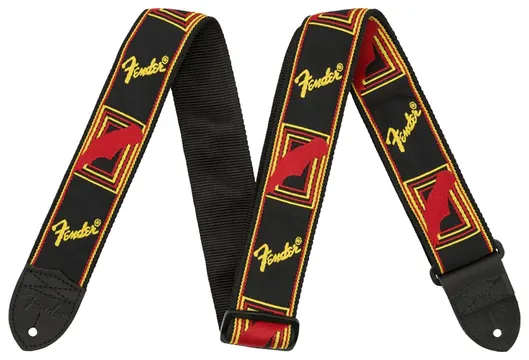 Fender monogrammed 2" black/yellow/red gitaarband