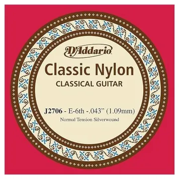 D'addario J2706 Corda singola per chitarra classica Silver Wound - 043/J27 (MI) - 6° corda - E