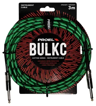 Proel BULK100CLU3GN Cavo jack Mono 6.3 a jack Mono 6.3 mm da 3mt Verde/Nero