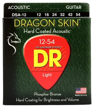 DR STRINGS DSA-12 Dragon Skin Acoustic CORDE PER CHITARRA ACUSTICA PHOSPHOR BRONZE LIGHT - 012/054