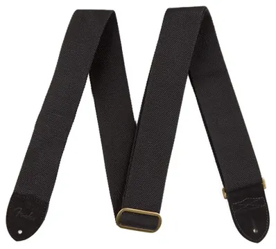 Fender 2" Cotton/Leather Strap Black