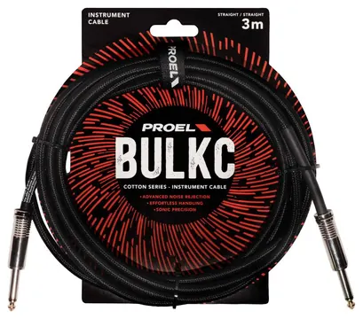 Proel BULK100CLU3BK Cavo telato jack Mono 6.3 a jack Mono 6.3 mm da 3mt Nero