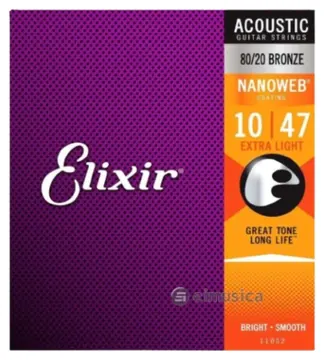 Elixir Encordoamento Elixir Para Violão de Aço 010-047 Extra Light 80/20 (11002)