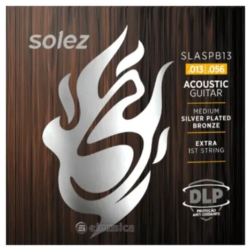 Solez Encordoamento para Violão de Aço Solez - Modelo SLASPB13 (Calibre .013 - .056)