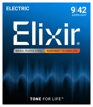 Jogo Cordas Guitarra Elétrica Elixir Nanoweb Super Light 009-042