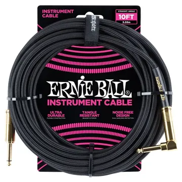 Ernie Ball 6081 Cavo Braided Black Gold Tips 3,05 m