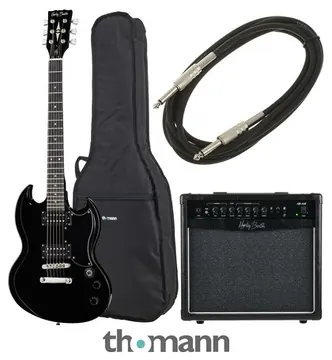 Harley Benton DC-200 BK Student Serie Bundle