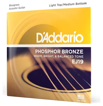 D'Addario EJ19 Phosphor Bronze Acoustic Guitar Strings, Bluegrass, 12-56